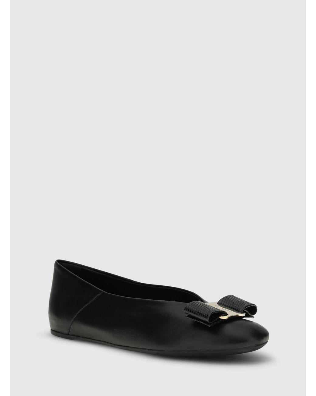 Ferragamo Black Vara Leather Ballerina Flats