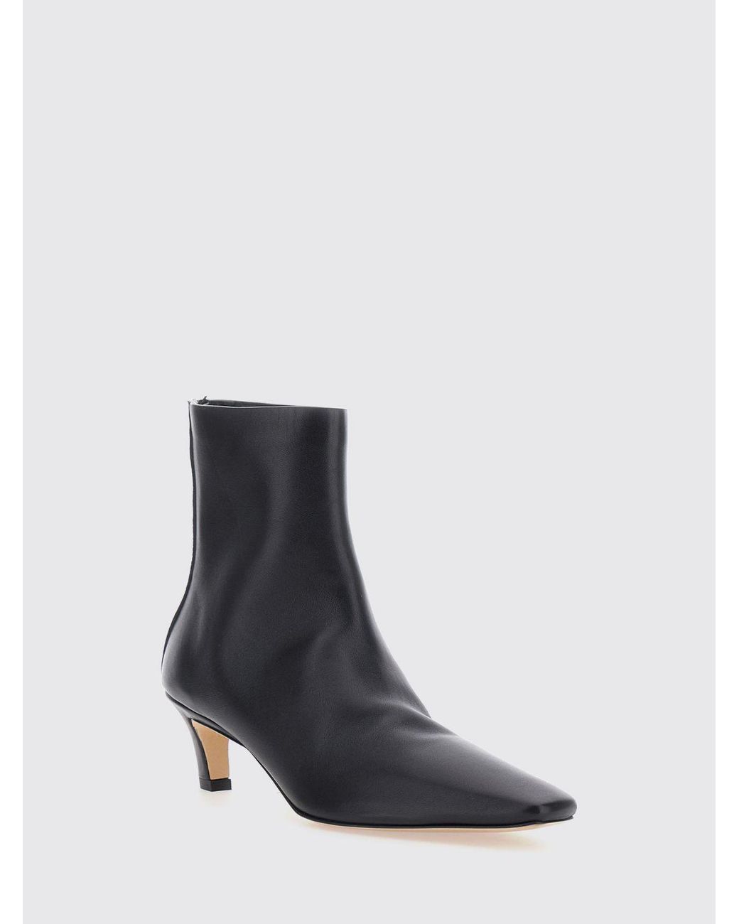 Totême Black Pointed-Toe Nappa Leather Ankle Boots With Mid Heel And Rear Zip