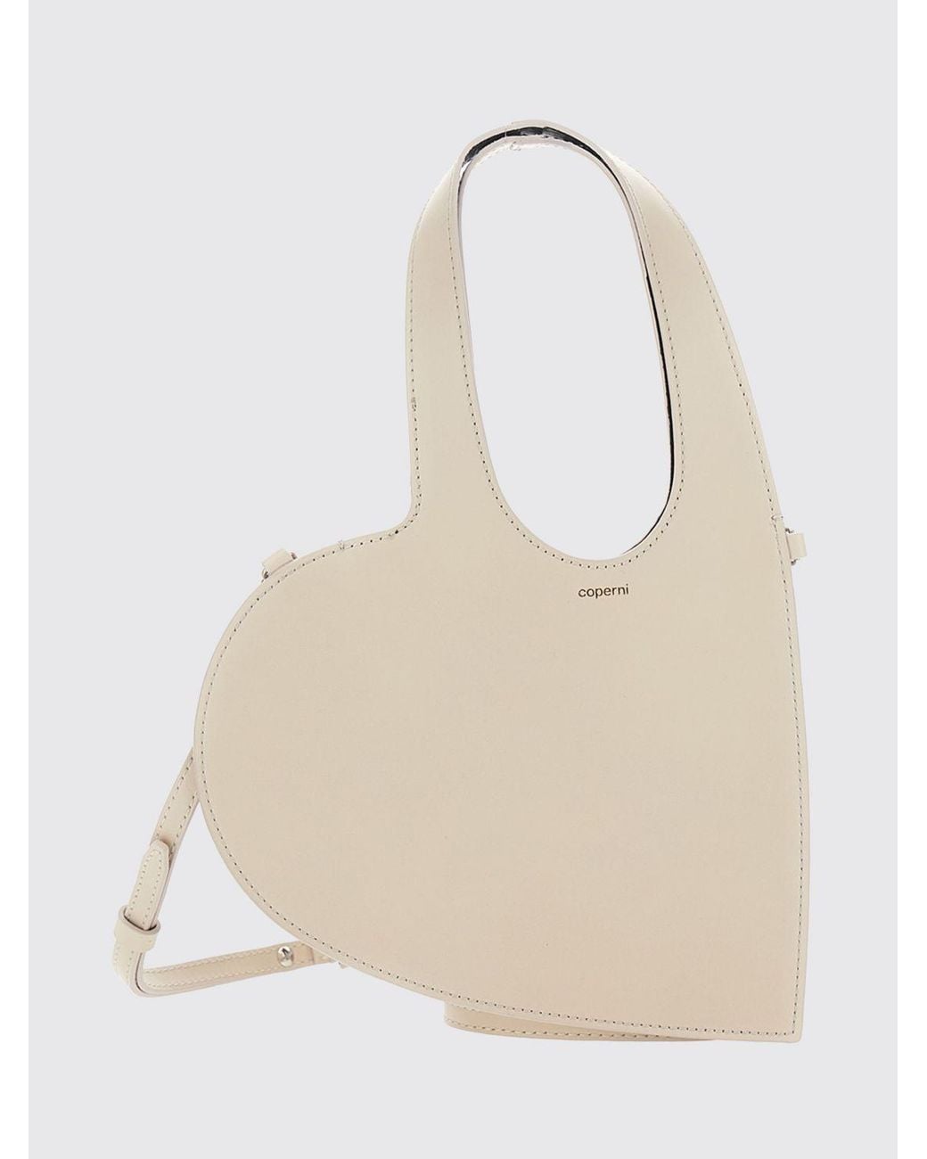 Coperni Natural Small Heart Smooth Leather Shoulder Bag With Removable Shoulder Strap