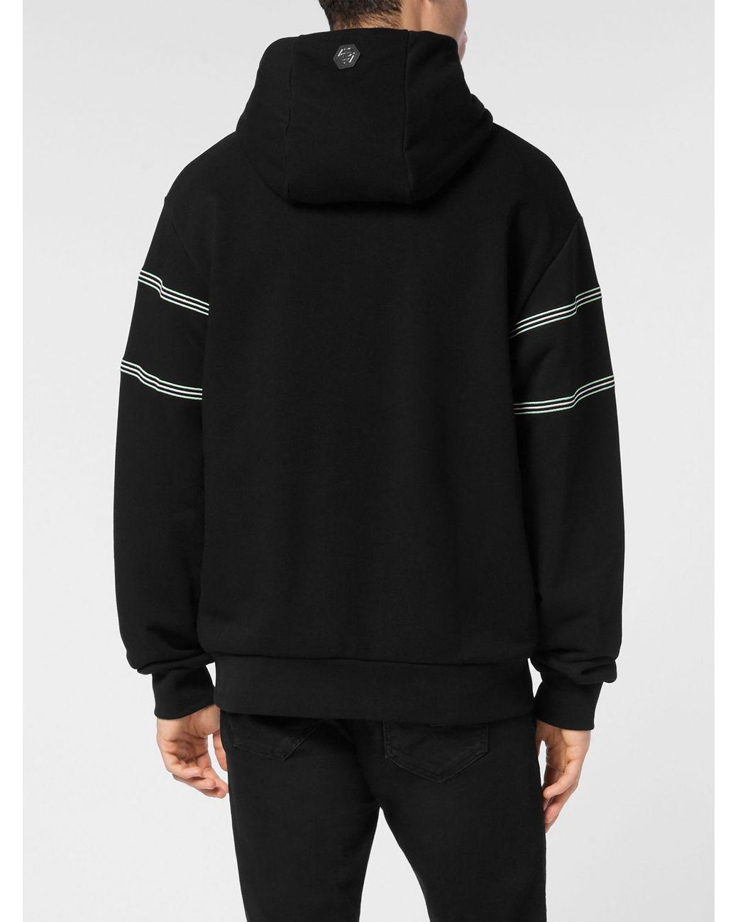 Philipp Plein Black Relaxed Fit Cotton Hoodie With Embroidered Logo for men