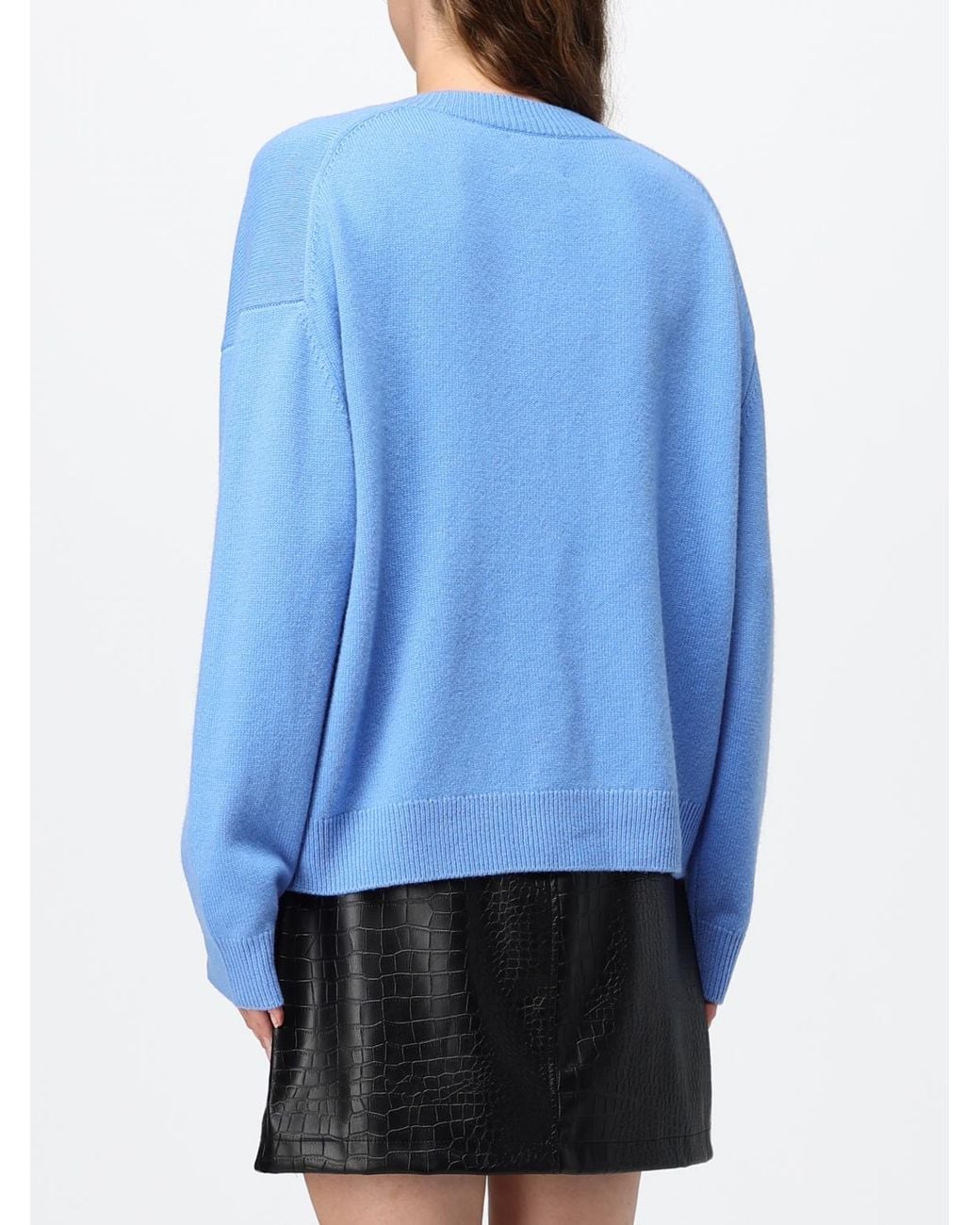 Anine Bing Blue V-Neck Cashmere Jumper With Dropped Shoulders