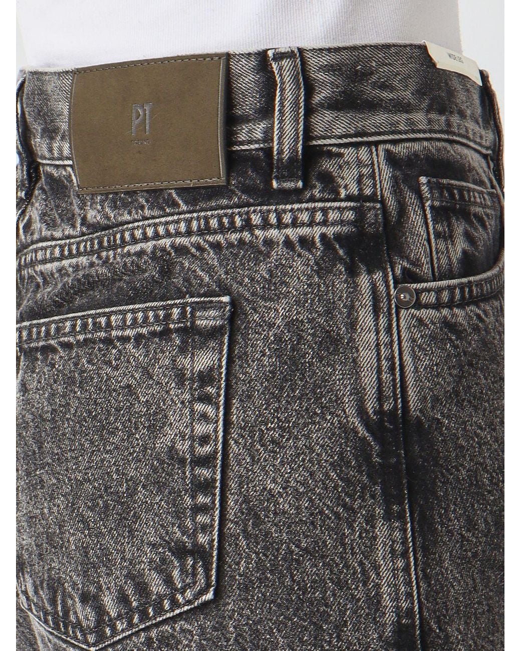PT Torino Black Mid-Rise Wide-Leg Cotton Denim Jeans