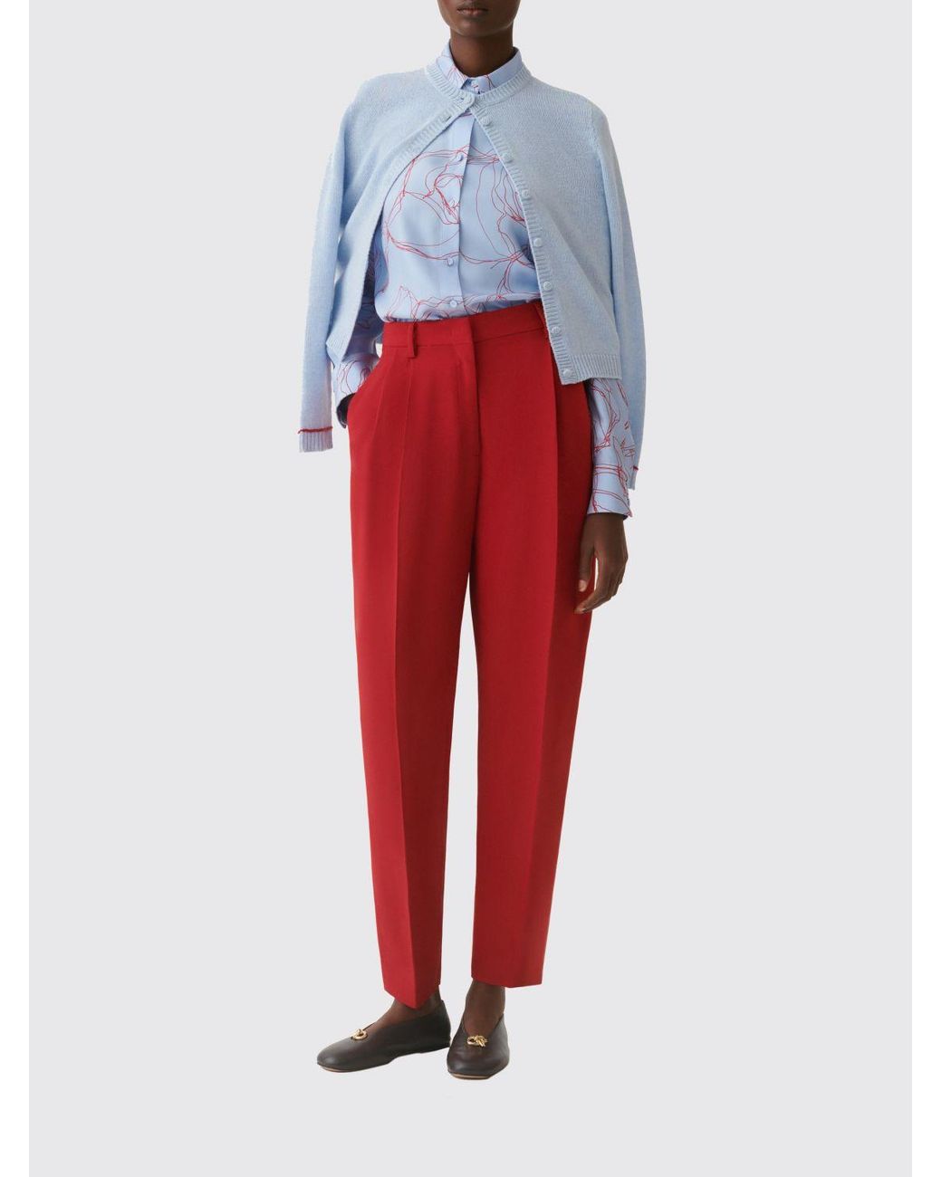 Fabiana Filippi Red High-Waisted Sartorial Crêpe Wide-Leg Trousers