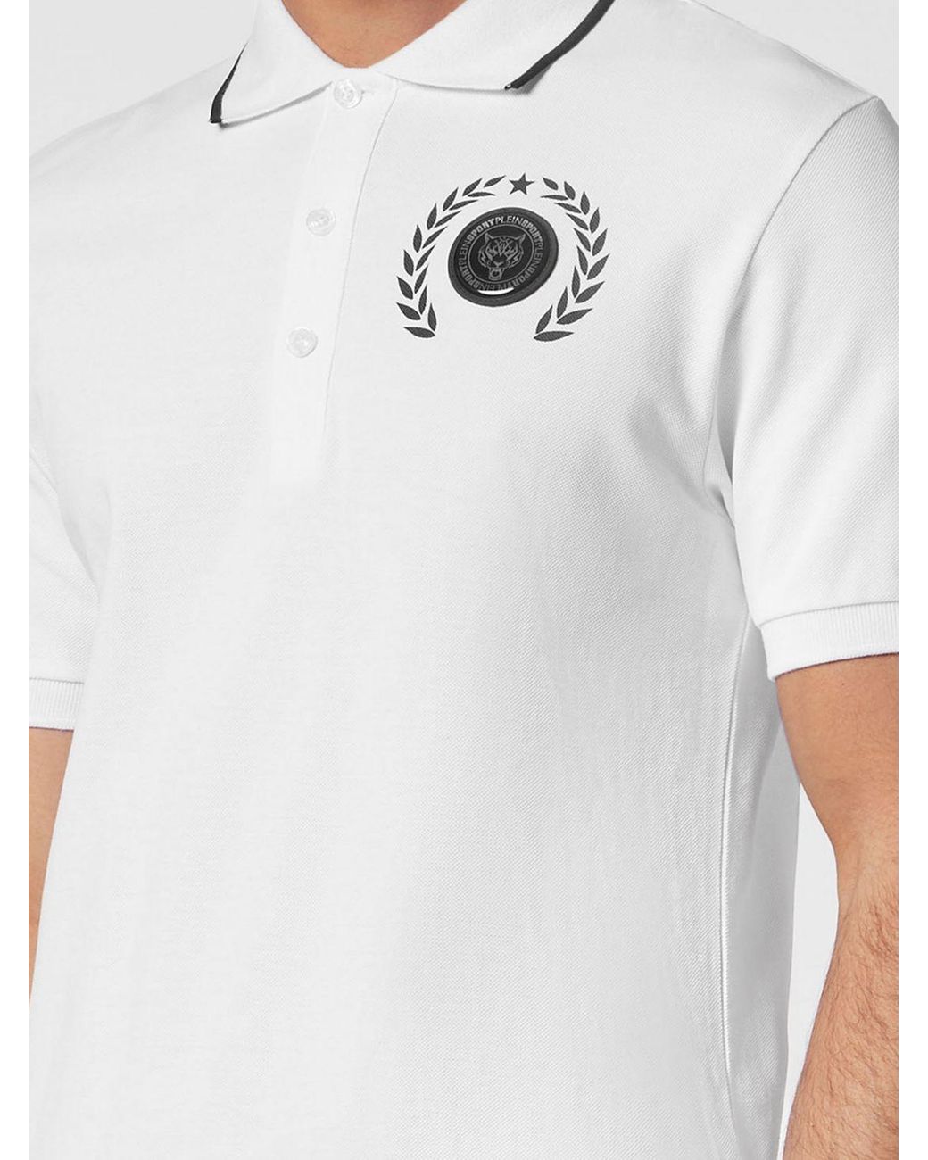 Philipp Plein White Short-Sleeve Jersey Polo Shirt With Classic Collar And Logo for men