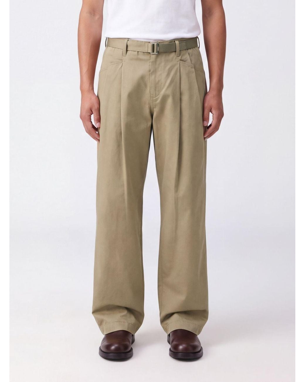 SACAI X CARHARTT WIP Natural Pleated Cotton Wide-Leg Trousers for men