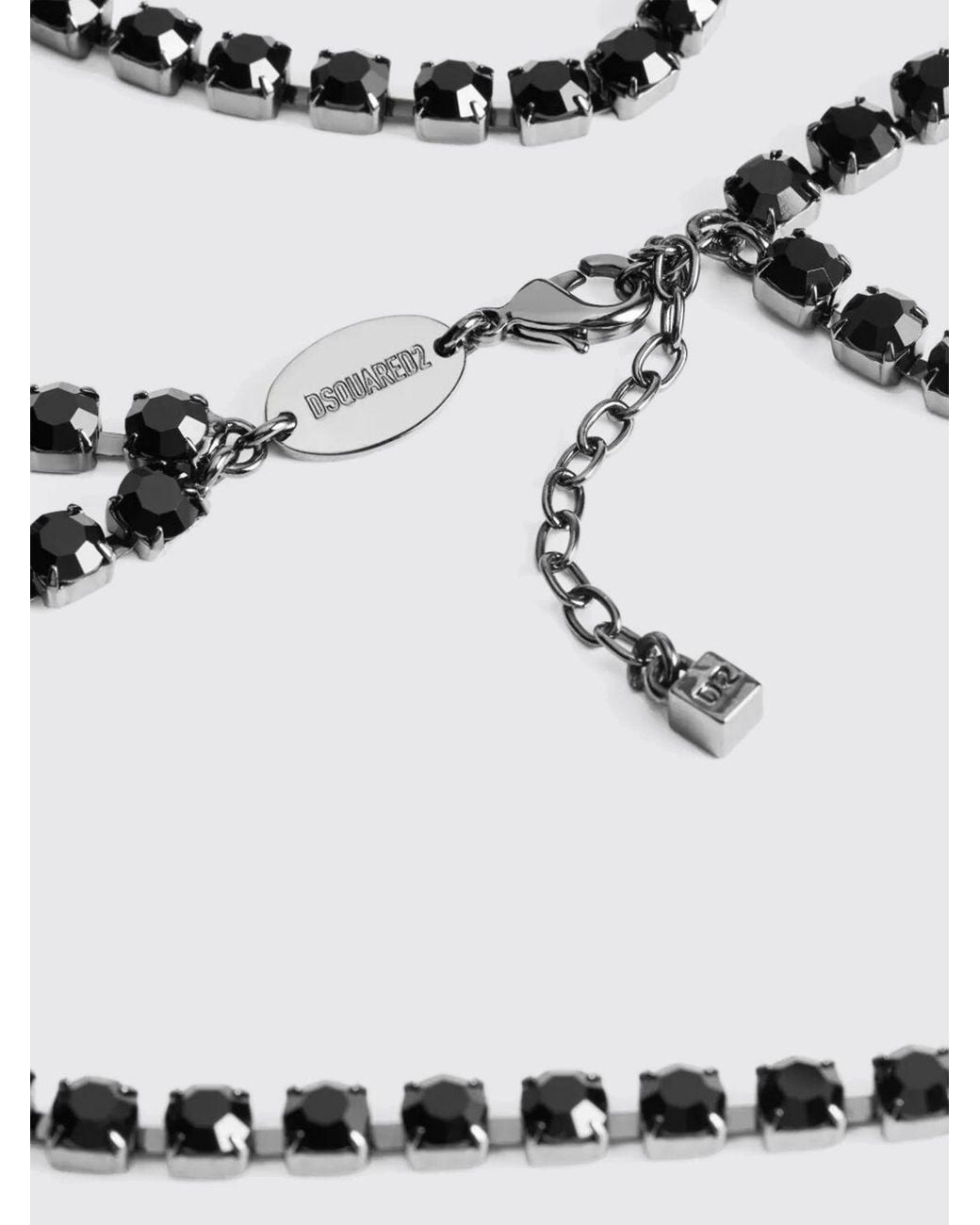 DSquared² White Brass Necklace With Crystals for men