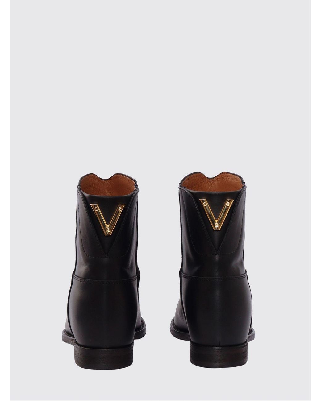 Via Roma 15 Black Leather Wedge Ankle Boot