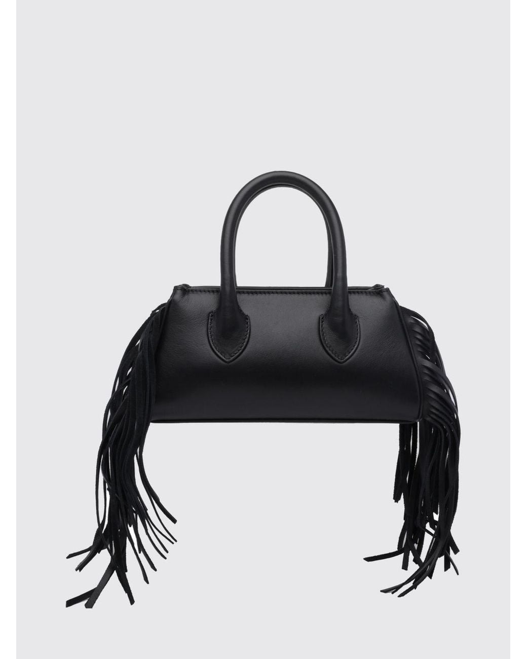 Amiri White Fringed Smooth Leather Mini Handbag With Metallic Logo