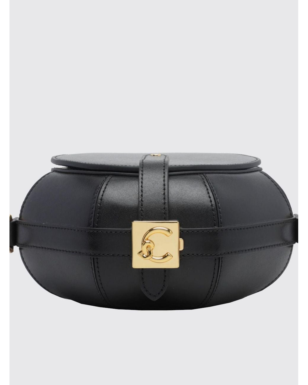 Coccinelle Black Sewing Box Leather Shoulder Bag With Removable Handle
