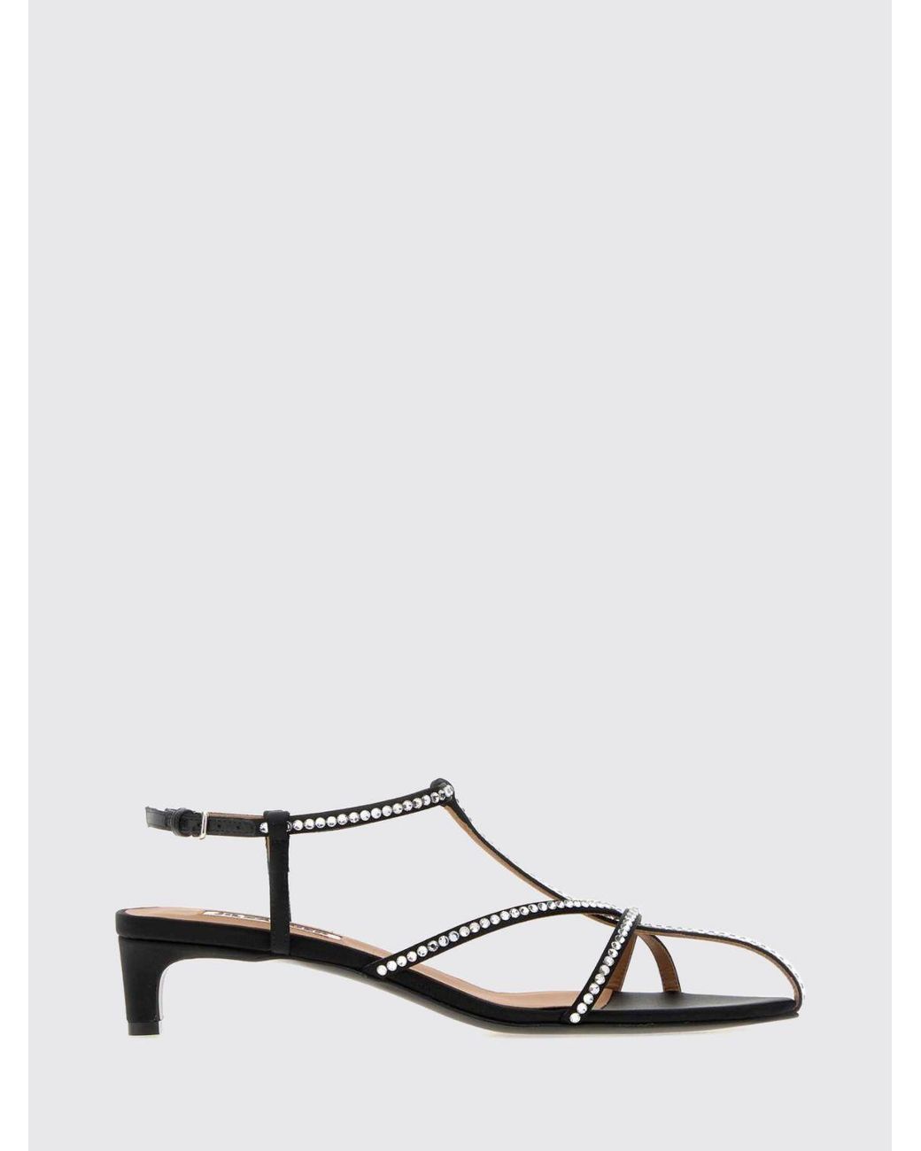 Jil Sander White Cage Crystal-Embellished Satin Sandals With Low Heel