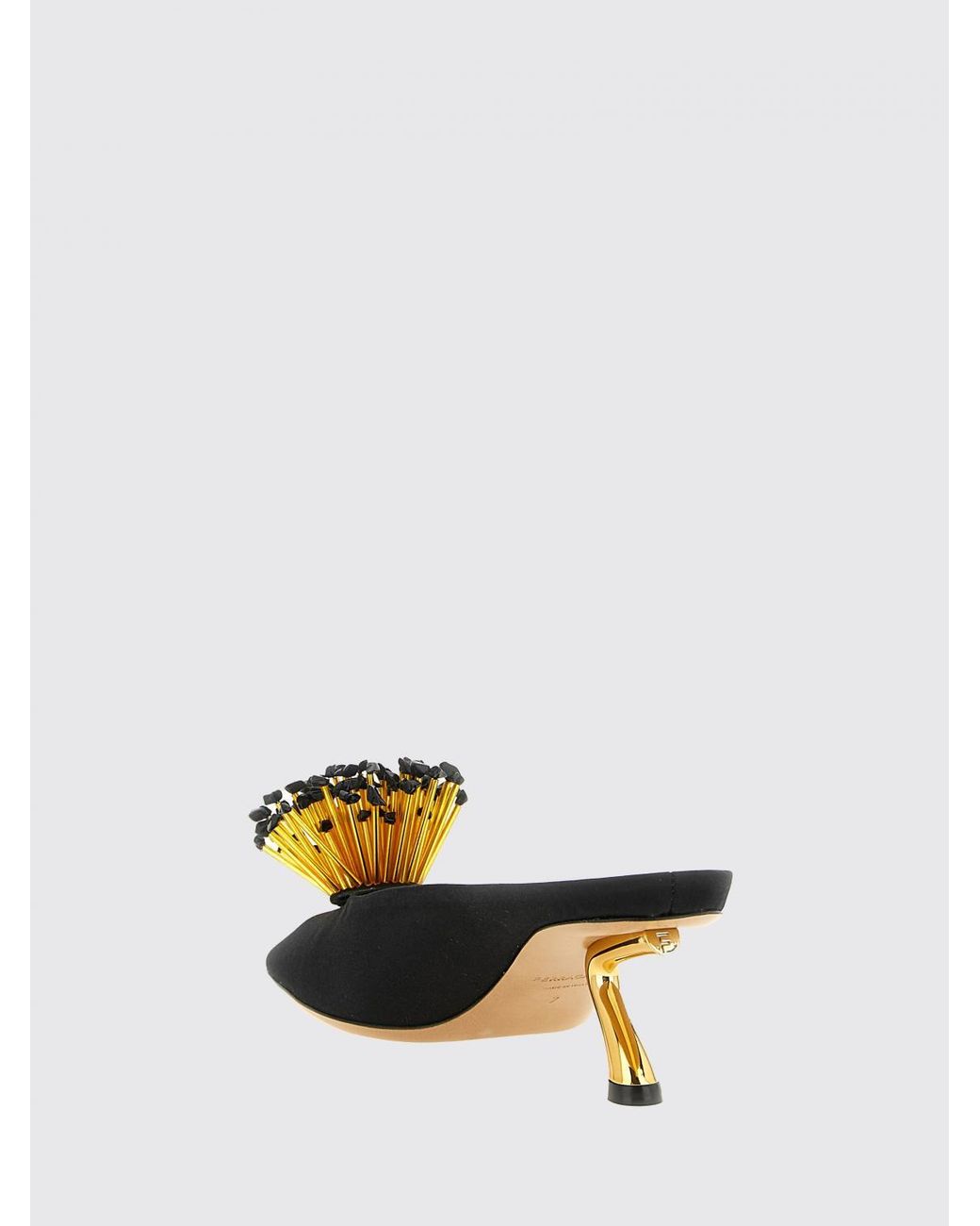 Ferragamo Black Satin Mules With Application