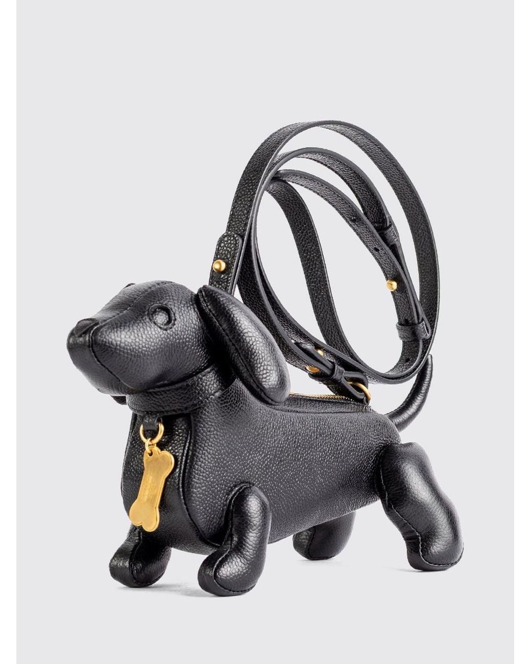 Thom Browne White Hector Dog-Shaped Grained Leather Crossbody Bag