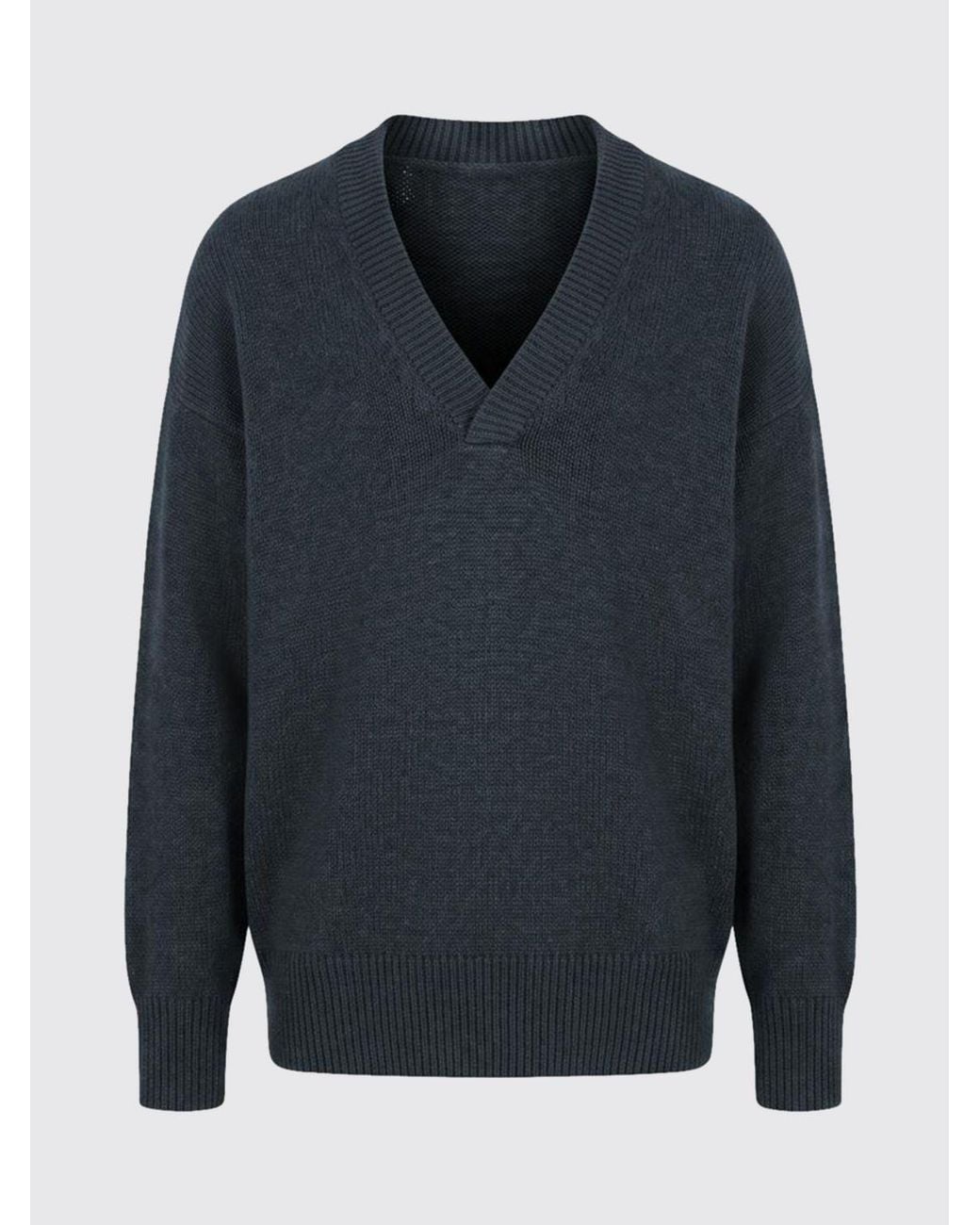 Our Legacy Blue V-Neck Merino Wool Jumper With Ribbed Trims