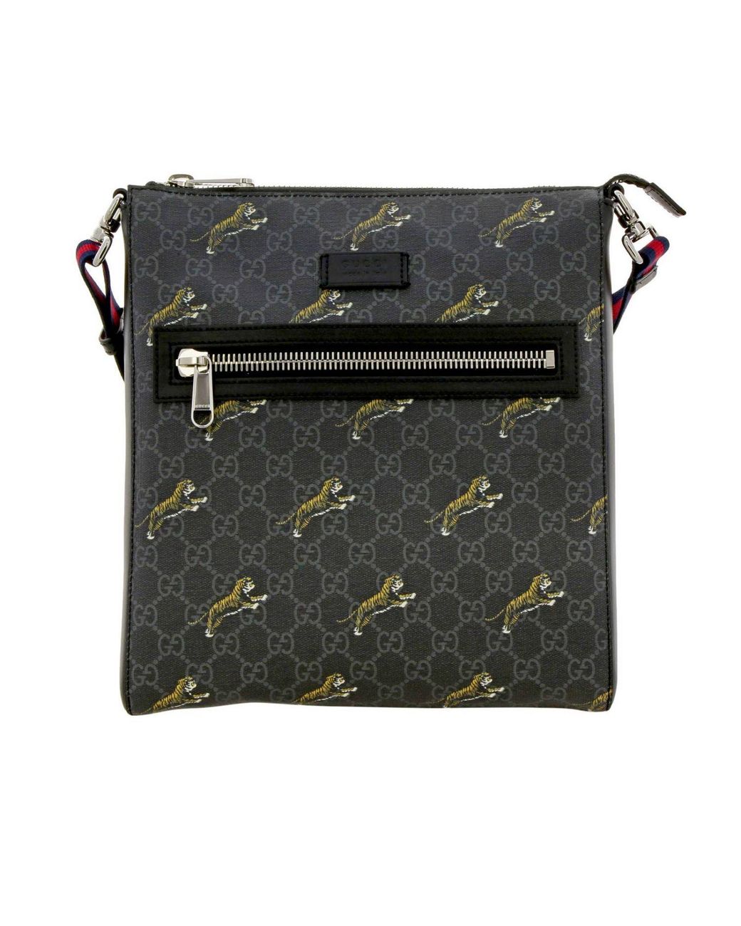 Gucci Leather Bag With All-over Tiger Print And GG Monogram in Black ...