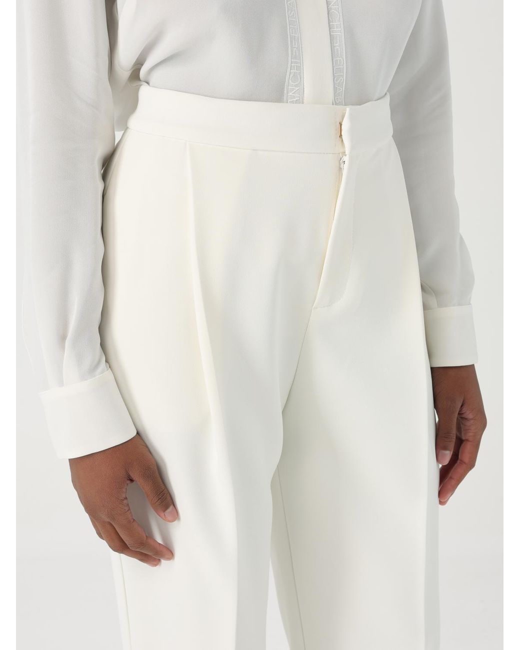 Elisabetta Franchi White Pleated Culottes Pants