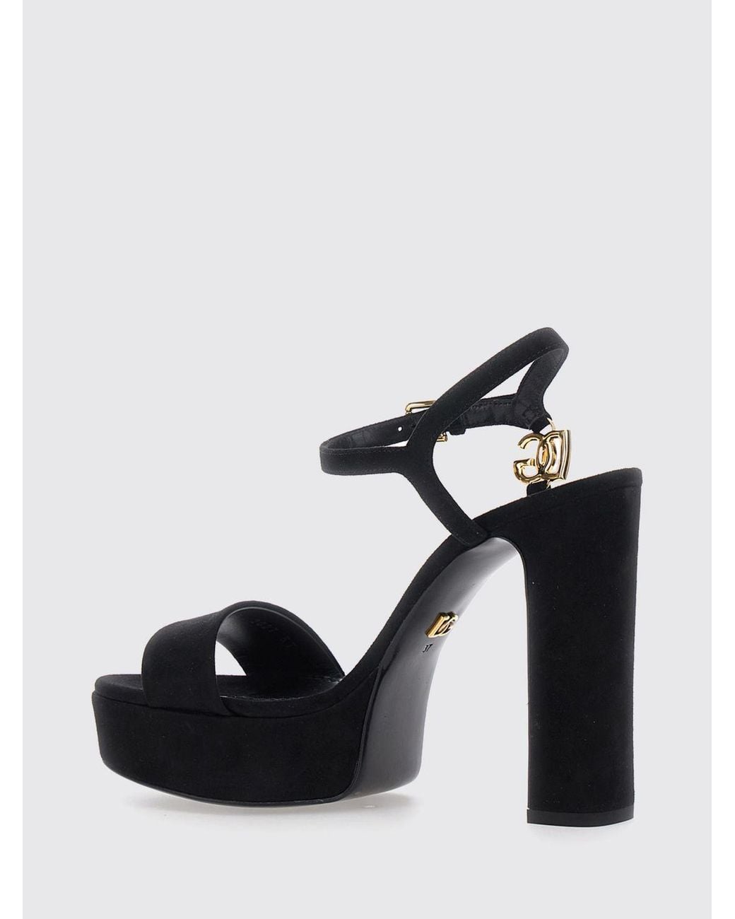 Dolce & Gabbana Black Dolce &Amp Gabbana Suede High-Heel Platform Sandals With Dg Monogram