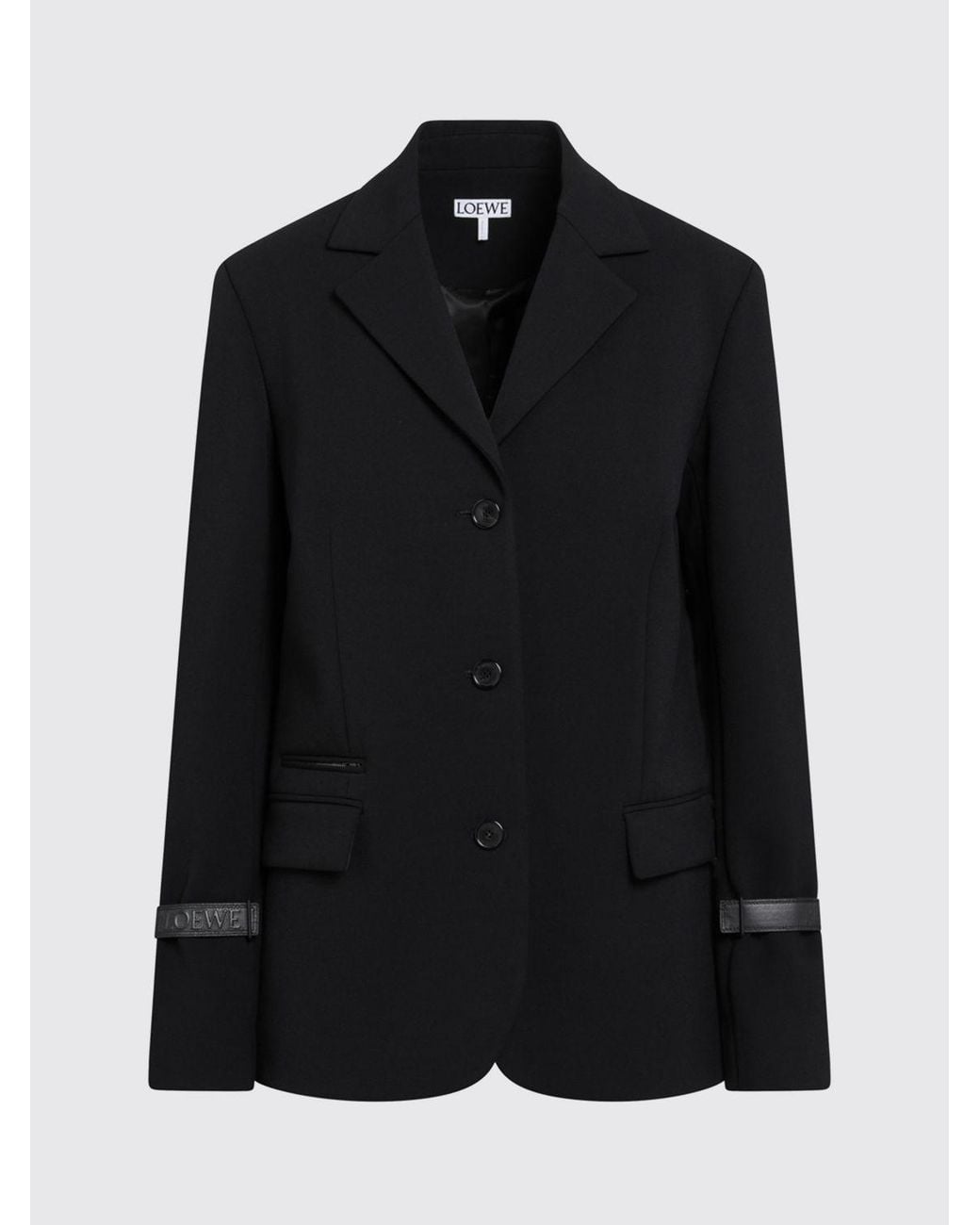 Loewe Blue Cropped Single-Breasted Wool-Blend Blazer With Lapel Collar