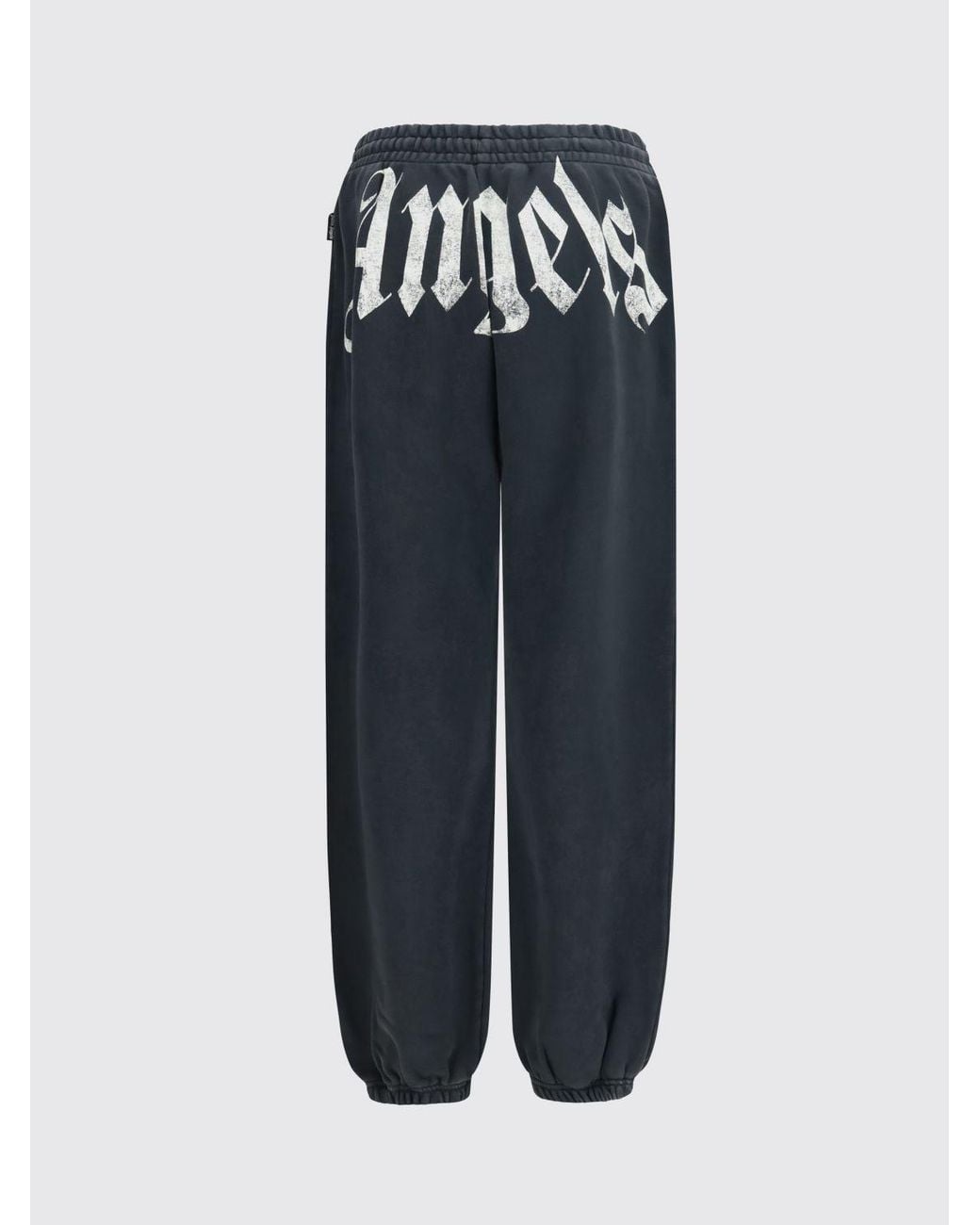 Palm Angels Blue Cotton Track Trousers With Elasticated Waist And Contrast Logo for men