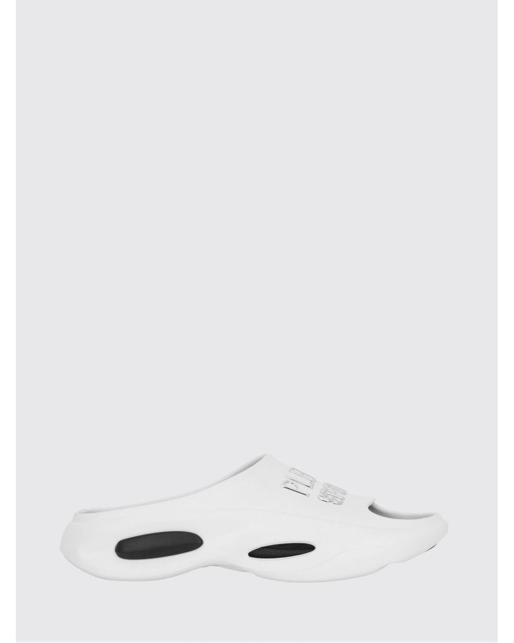Philipp Plein White Rubber Slide Sandals With Printed Logo for men