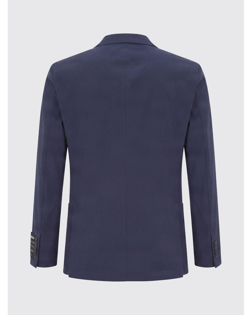 Boss Blue Single-Breasted Stretch Polyester Blazer With Notch Lapels And Patch Pockets for men