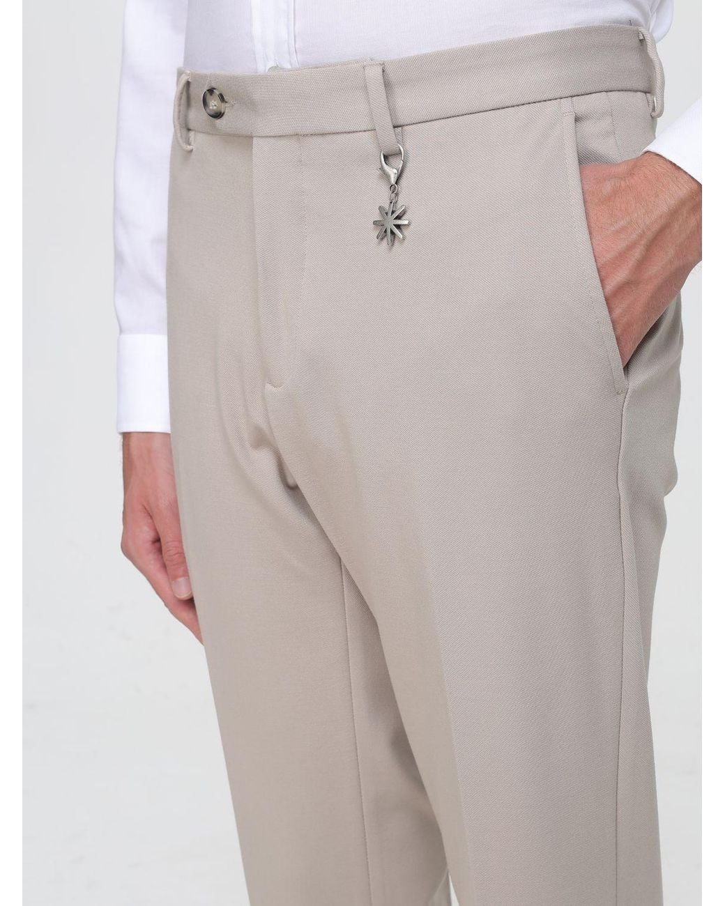 Manuel Ritz Multicolor Slim Fit Gabardine Chino Trousers With Off-Center Fastening for men