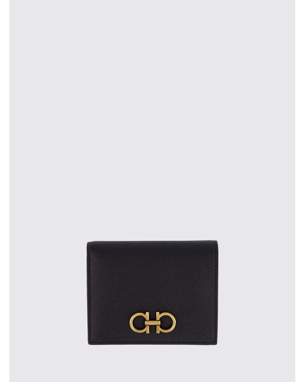 Ferragamo White Gancini Grained Leather Wallet