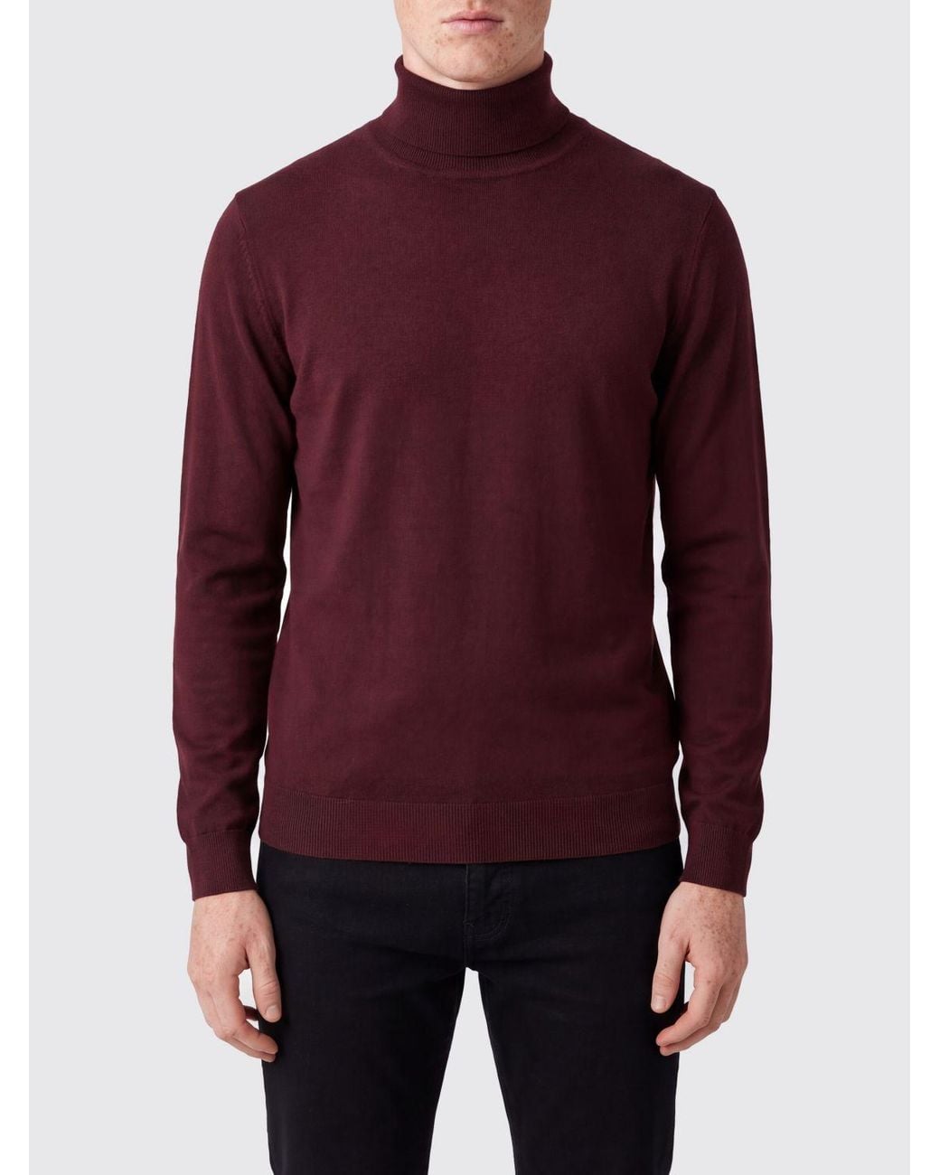 Tagliatore Purple 100% Wool Turtleneck Jumper With Ribbed Trims for men