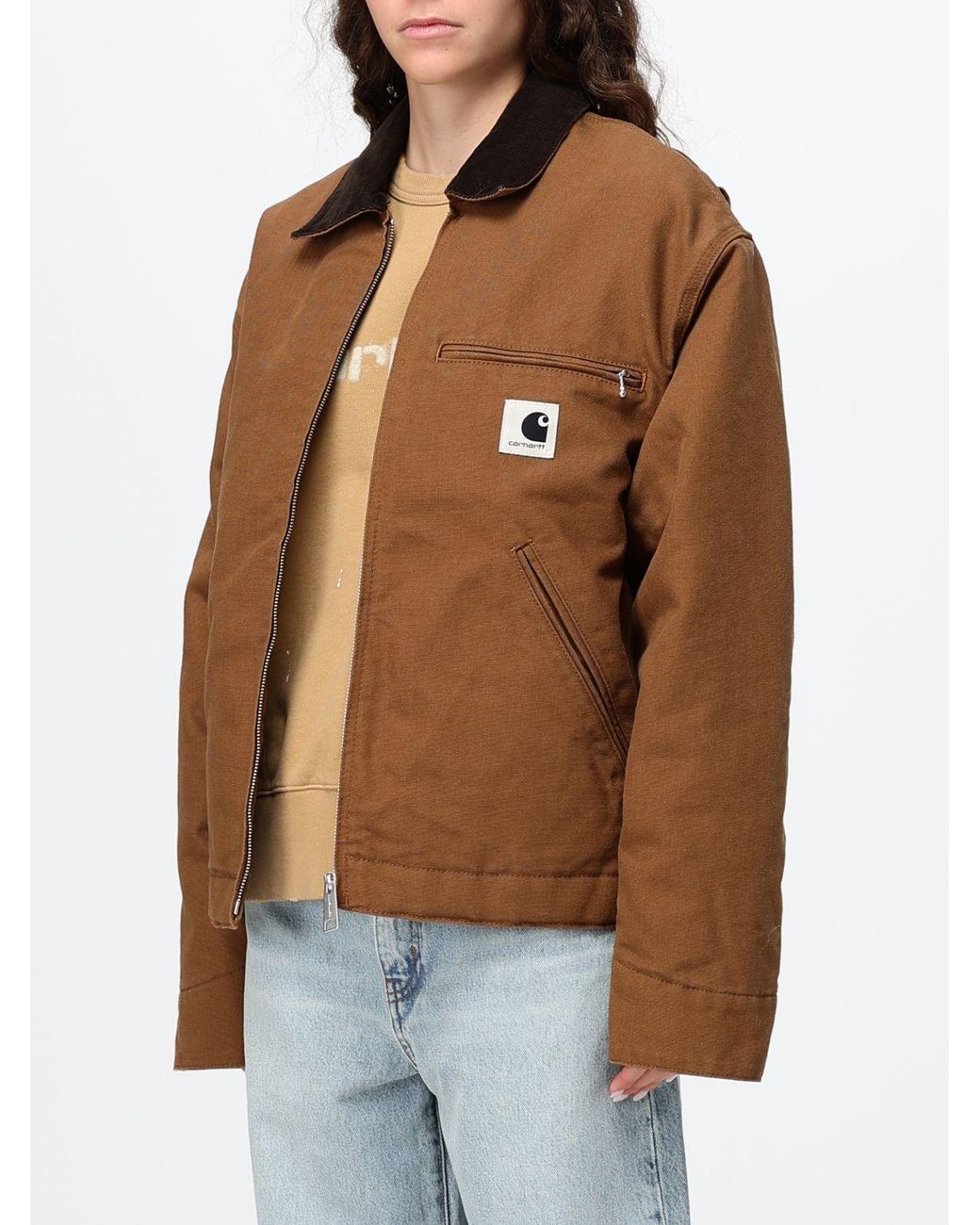 Carhartt Brown Og Detroit Organic Cotton Canvas Jacket With Velvet Collar
