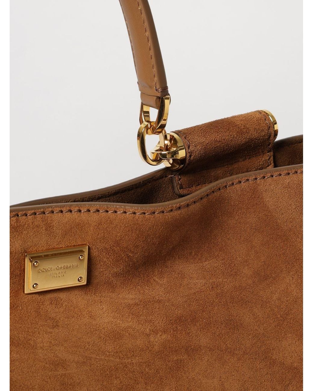Dolce & Gabbana Brown Dolce &Amp Gabbana Vittoria Calf Leather Handbag With Removable Shoulder Strap