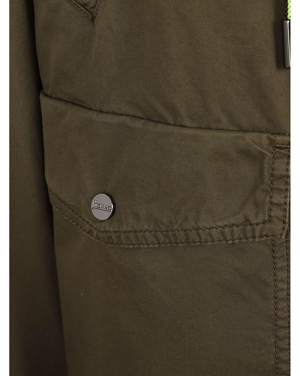 Herno Brown Short Lightweight Cotton Jacket With Hood And Patch Pockets