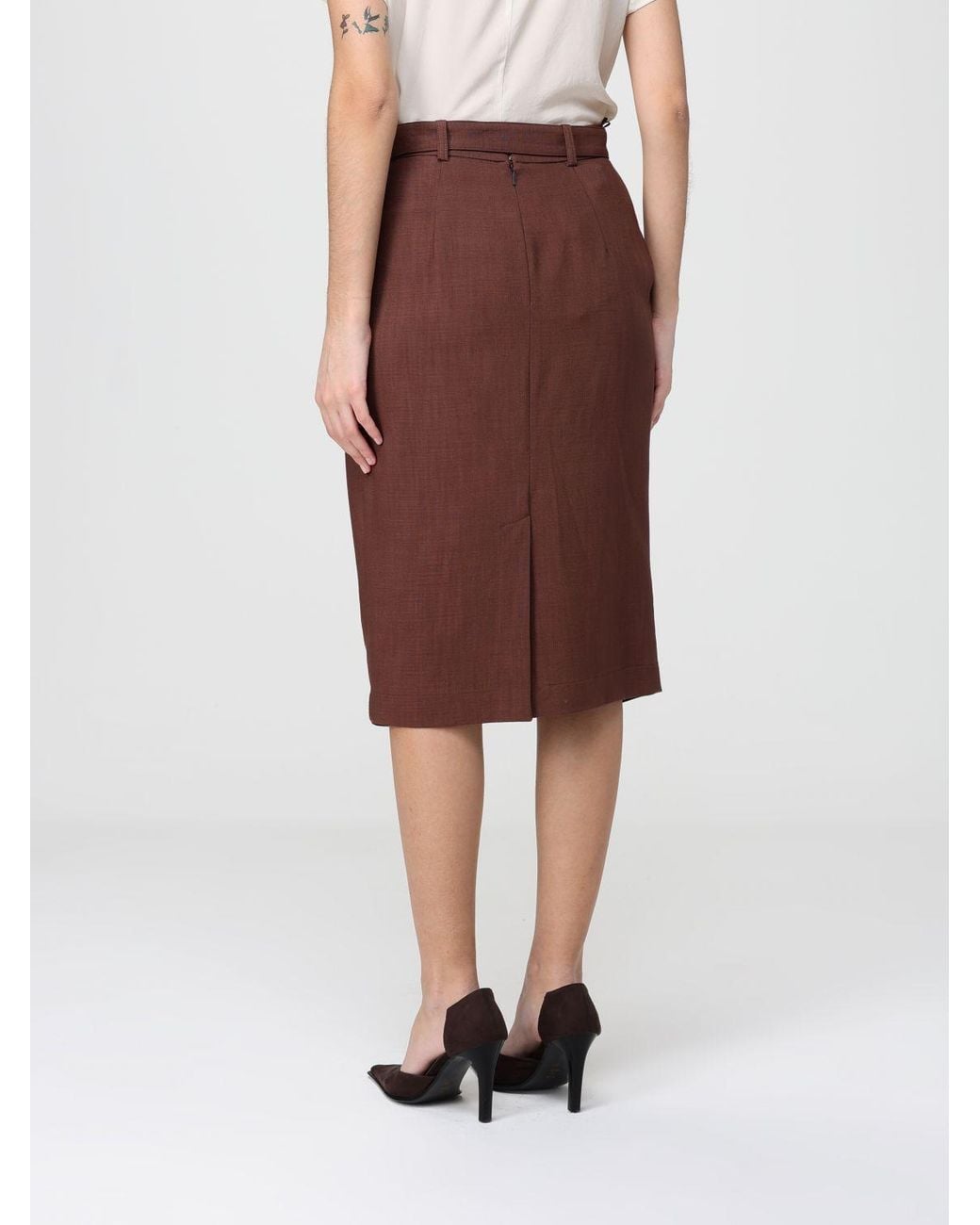 Pinko Brown Edwina Midi Skirt