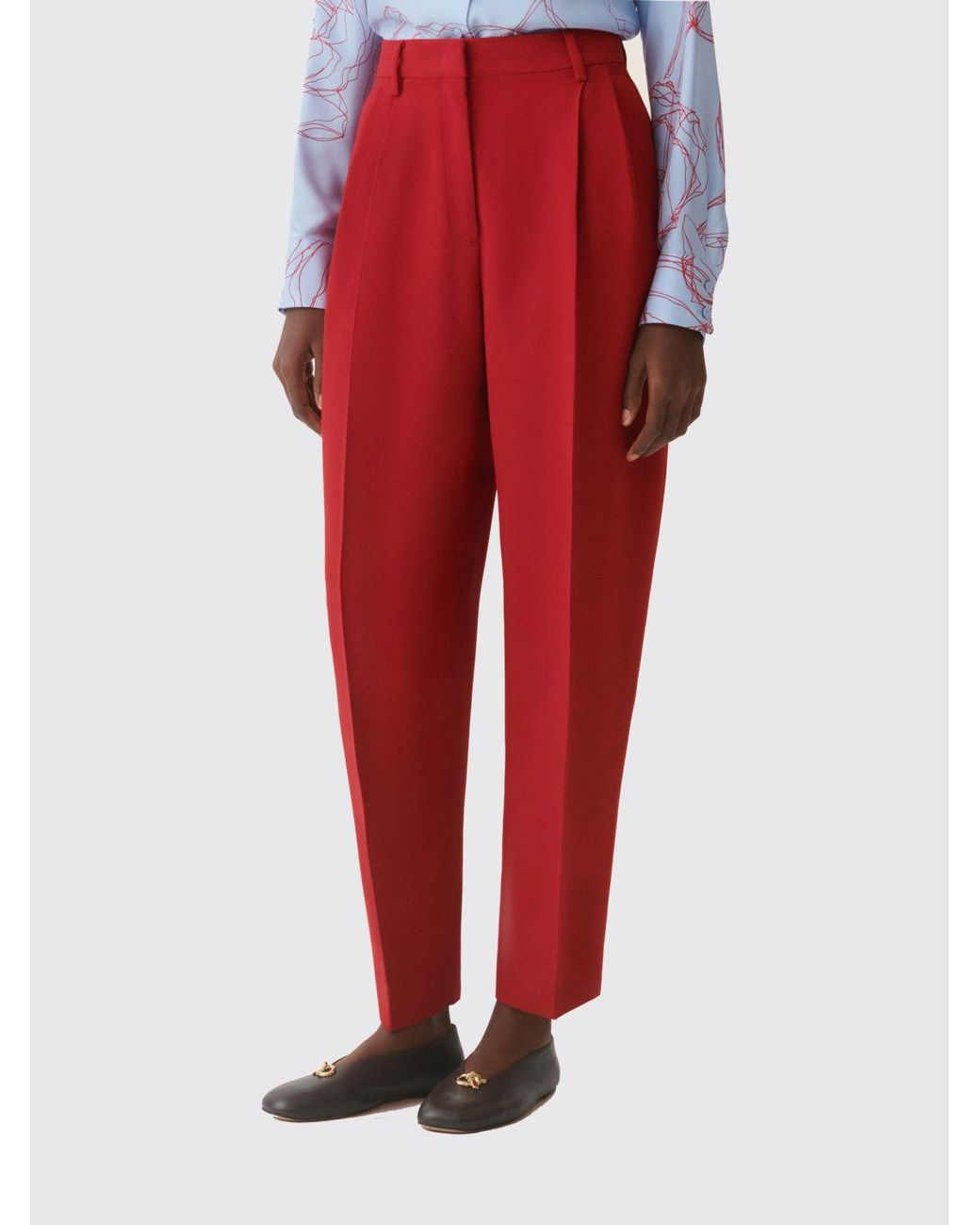 Fabiana Filippi Red High-Waisted Sartorial Crêpe Wide-Leg Trousers