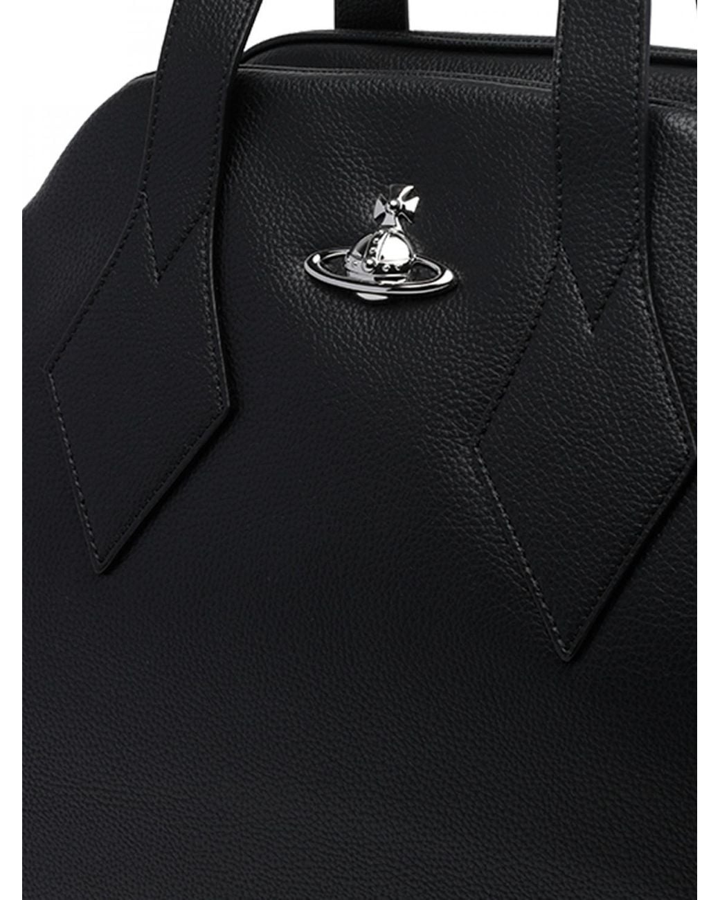 Vivienne Westwood Black Large Yasmine Shoulder Bag With Monogram And Orb Logo