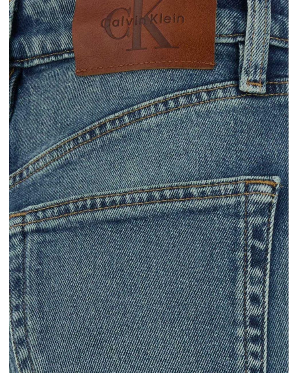 Calvin Klein Blue Mid-Rise Flared Stretch Jeans