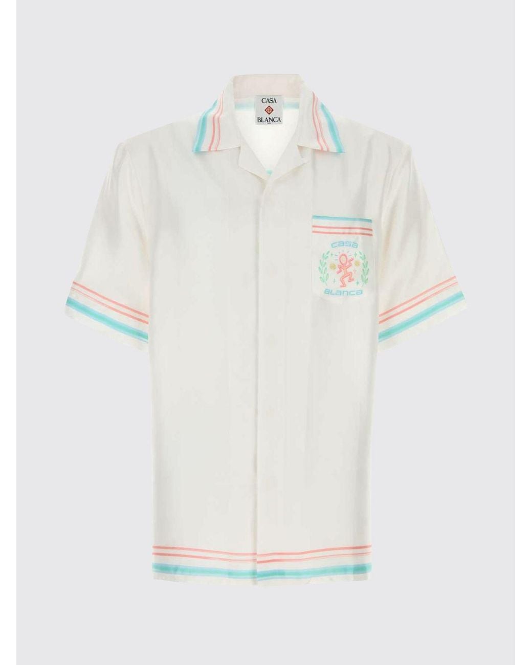 Casablanca White The Essential Experience Printed Silk Shirt for men