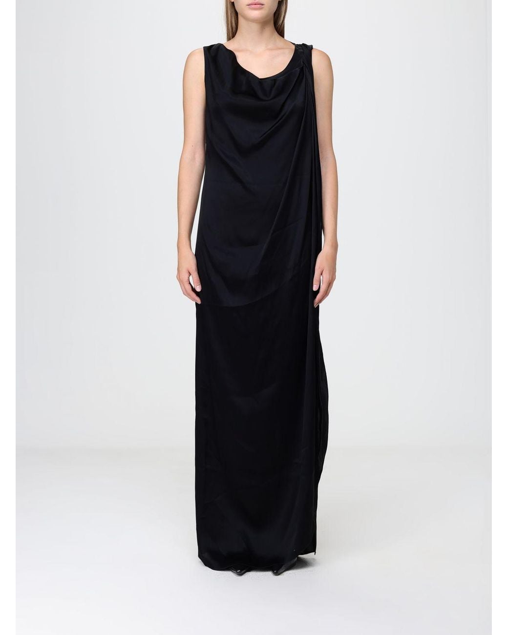 Maison Margiela Black Draped Off-The-Shoulder Mini Tunic With Side Slit