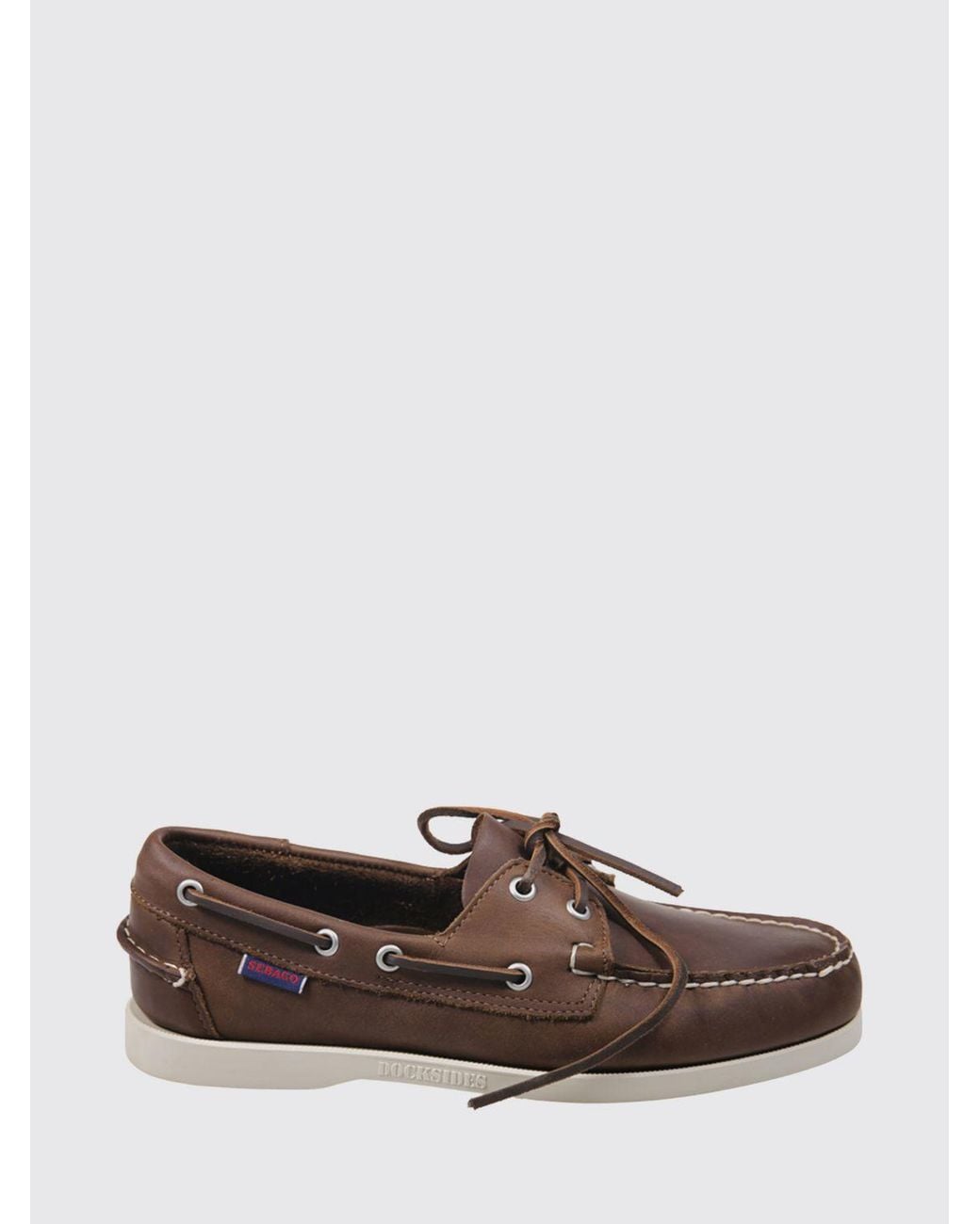 Sebago Brown Docksides Portland Smooth Leather Boat Shoes With Laces for men