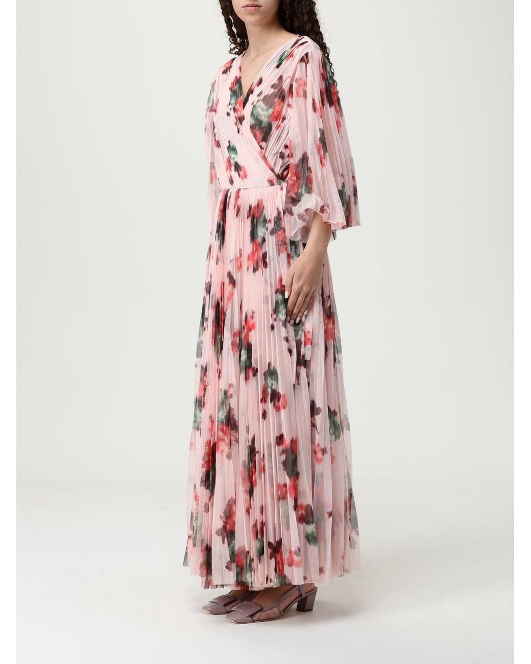 Philosophy Di Lorenzo Serafini Pink Floral Pleated Wrap Dress