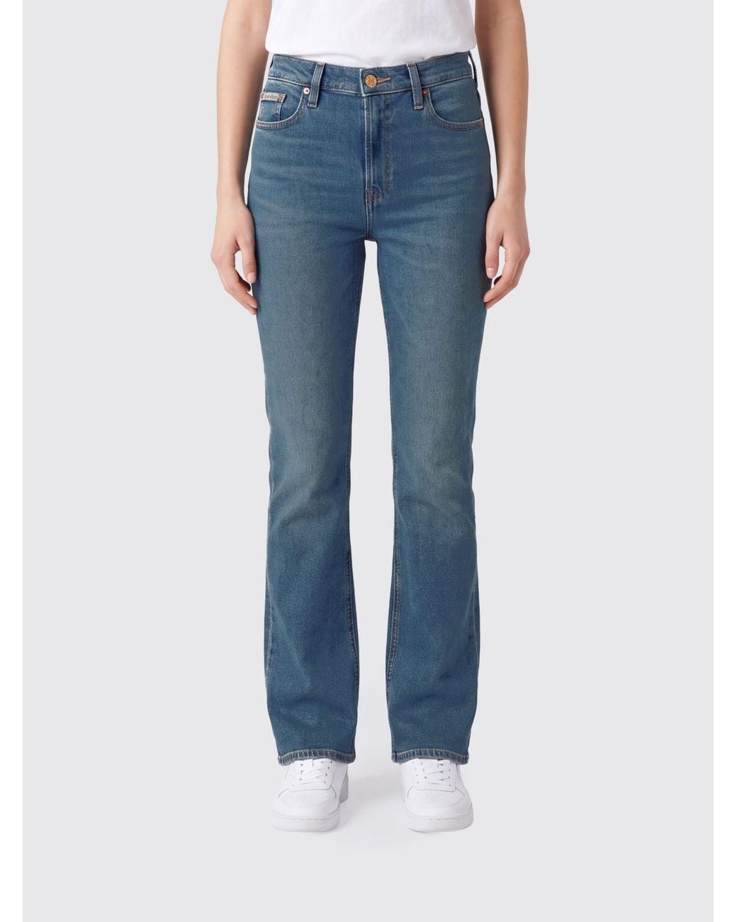 Calvin Klein Blue Mid-Rise Flared Stretch Jeans