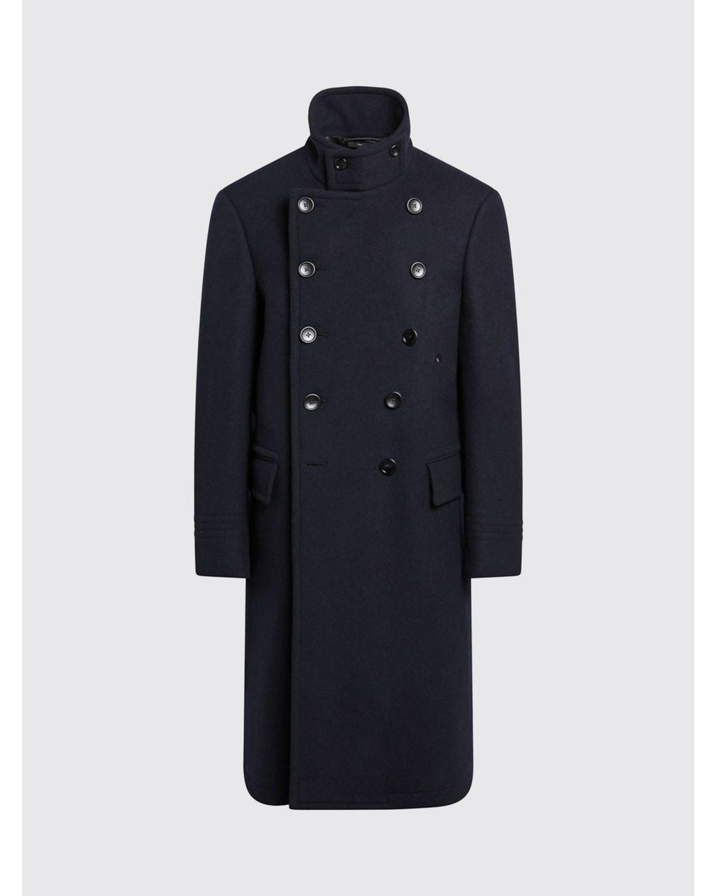 Tom Ford Blue Double-Breasted Long Coat for men