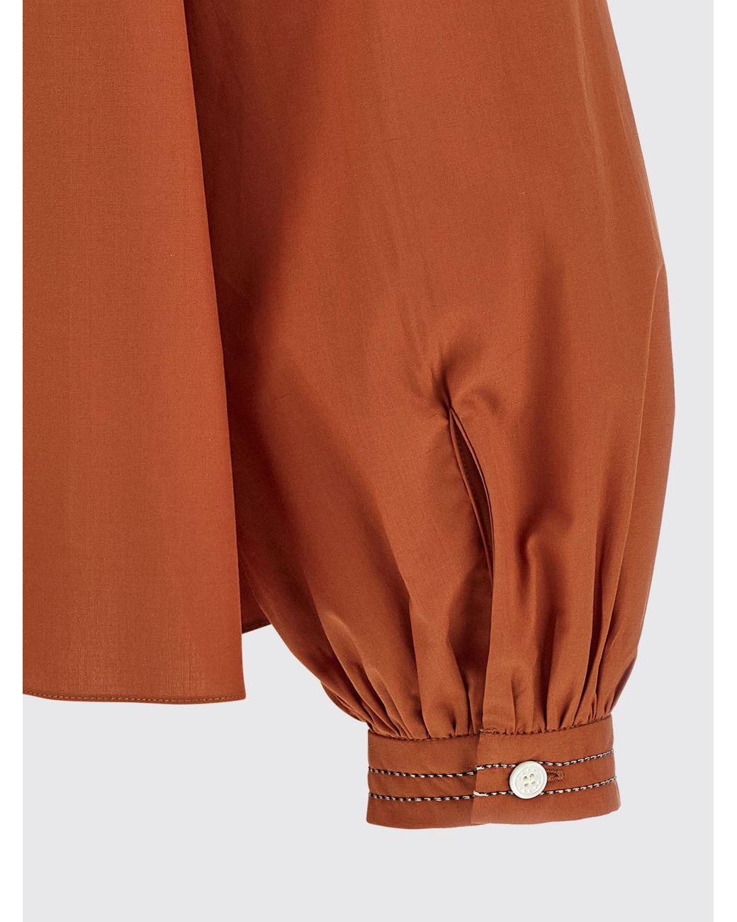 Marni Brown Cotton Long-Sleeved Blouse With Crew Neck