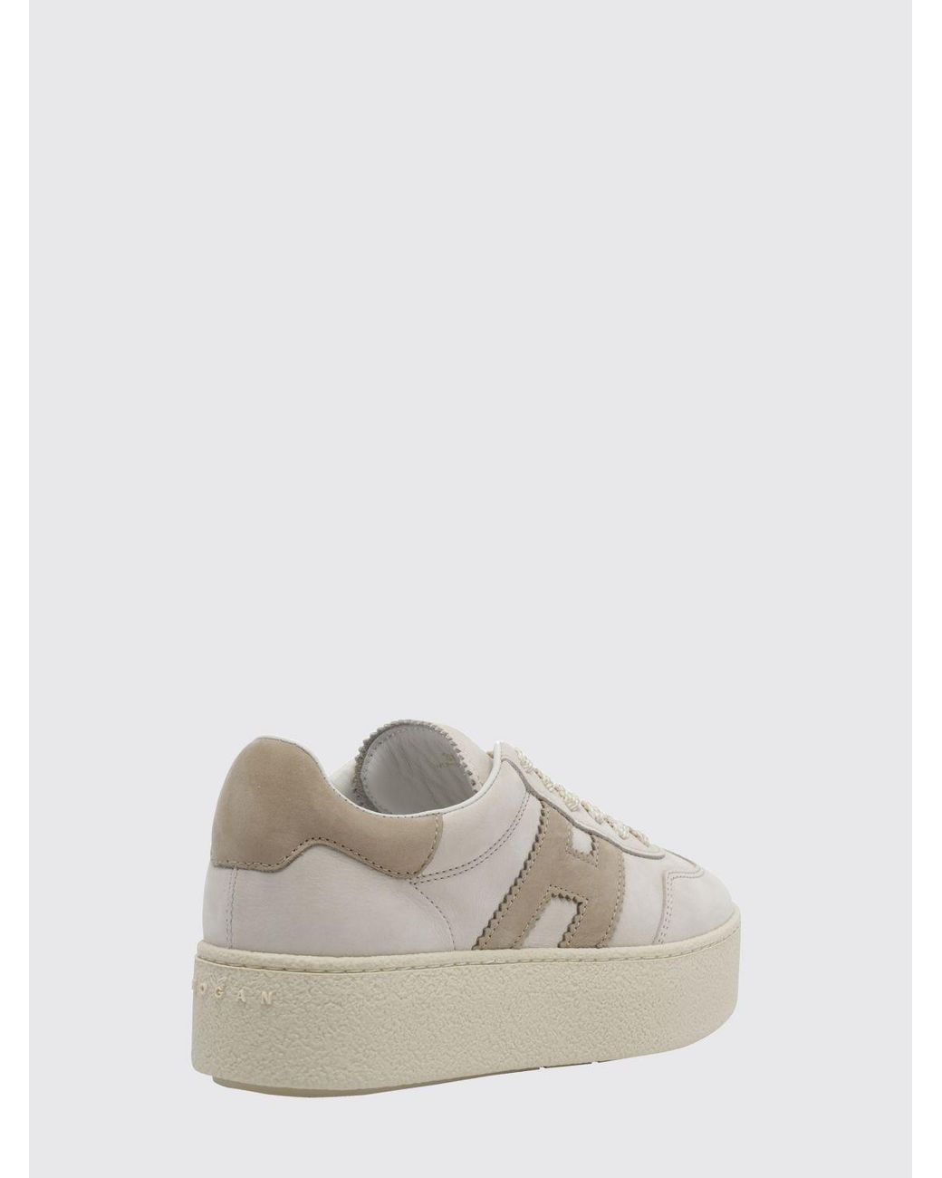 Hogan White Cool Nubuck Sneakers With Contrasting H And Platform Sole