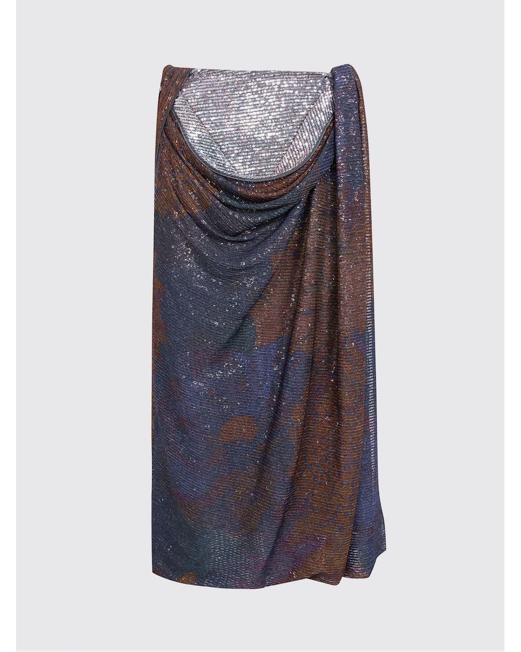 Maison Margiela Blue Asymmetrical Midi Skirt