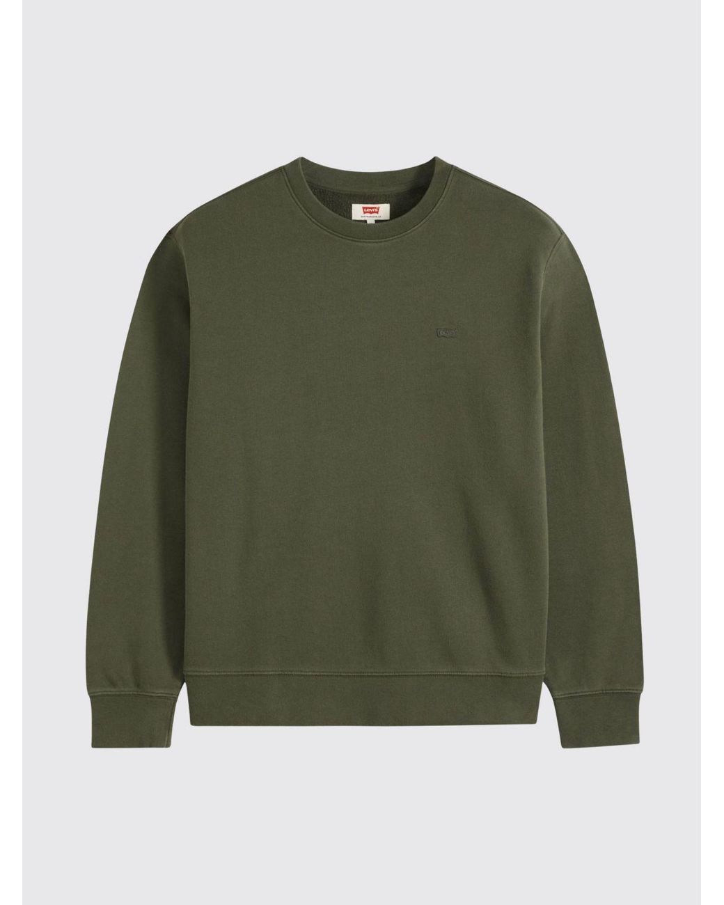 Levi's Green Pure Cotton Crewneck Sweatshirt With Dropped Shoulders And Tonal Logo for men