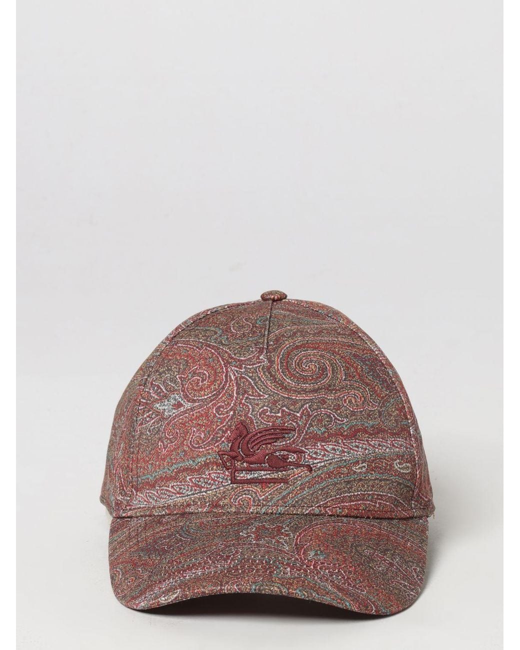 Etro Brown Cotton Baseball Cap With Paisley Print And Embroidered Pegaso Logo for men