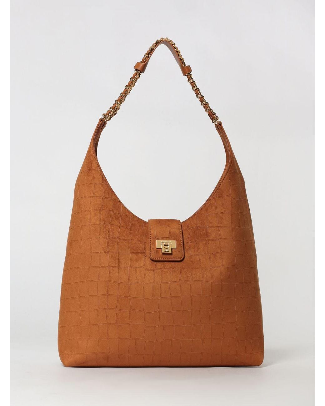 Elisabetta Franchi Brown Suede Hobo Shoulder Bag