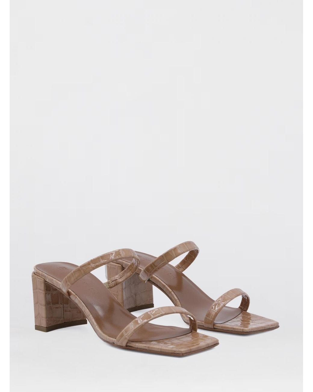 By Far White Tanya Croc Print Leather Sandals