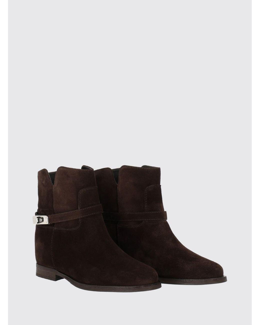 Via Roma 15 Black Suede Texan Ankle Boots With Wedge Heel