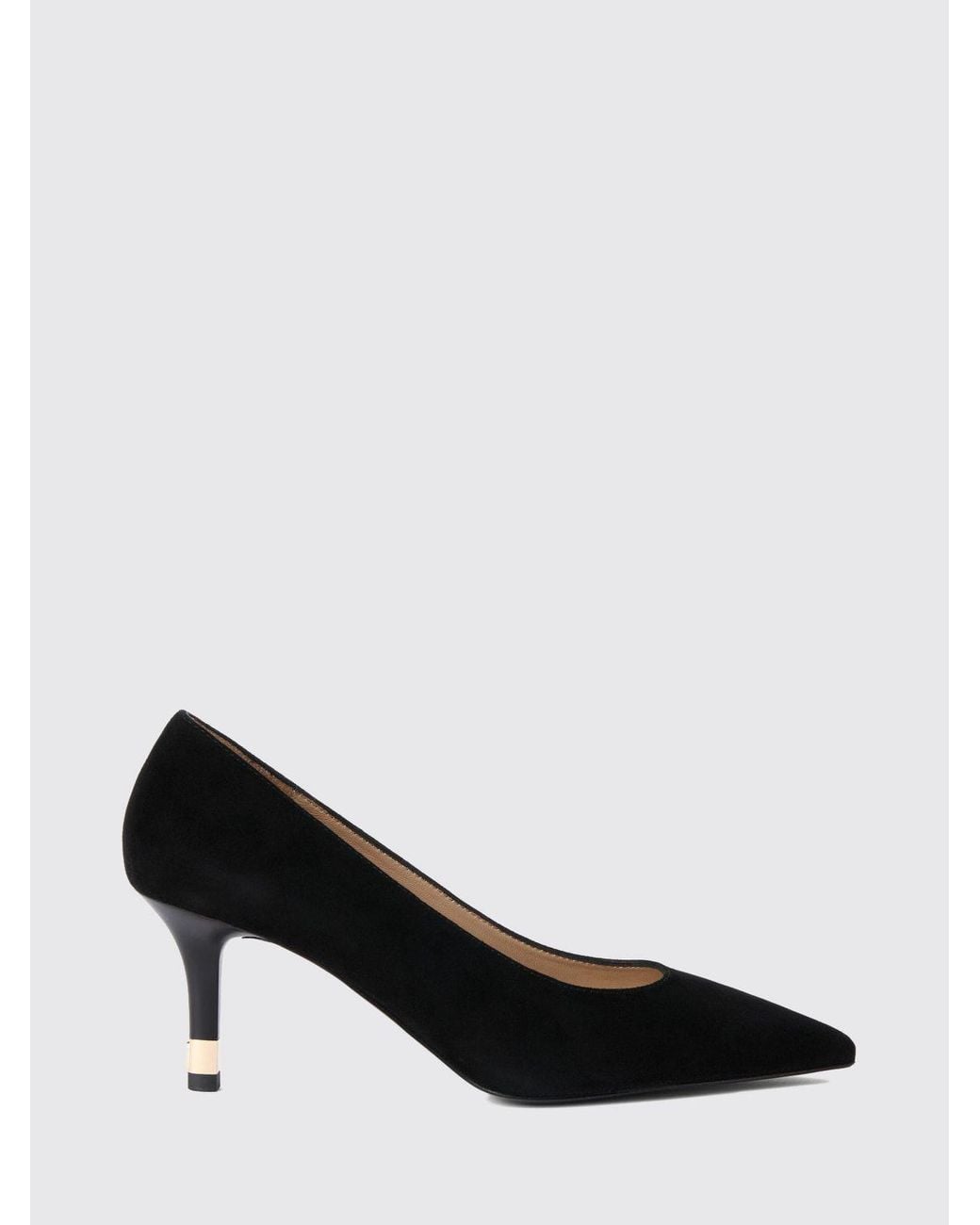 Furla Black Aria Suede Pumps With A Mid-Stiletto Heel And Almond Toe