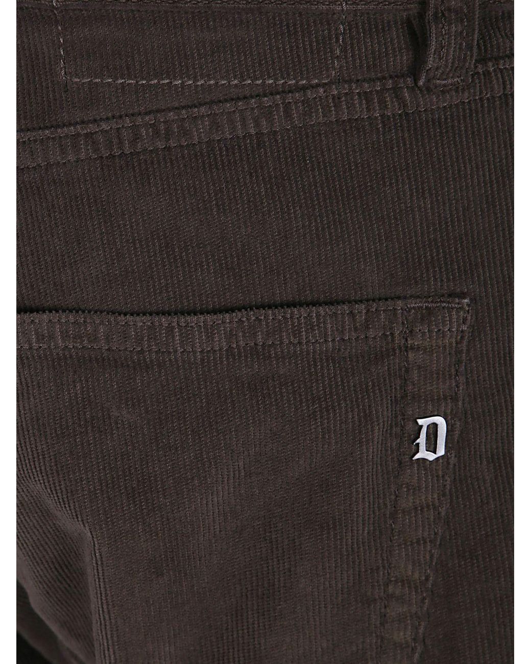 Dondup Brown Mid-Rise Slim Fit Corduroy Trousers With Turn-Up Cuffs for men